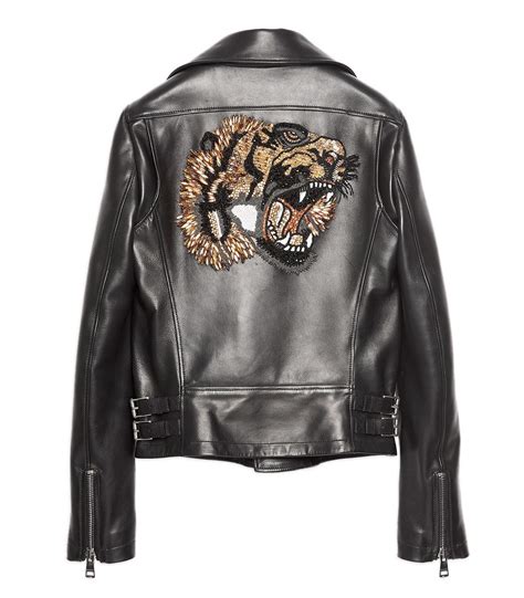 gucci black gg leather jacket|gucci tiger leather jacket.